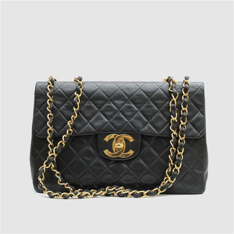 chanel black bag large|Chanel black classic flap bag.